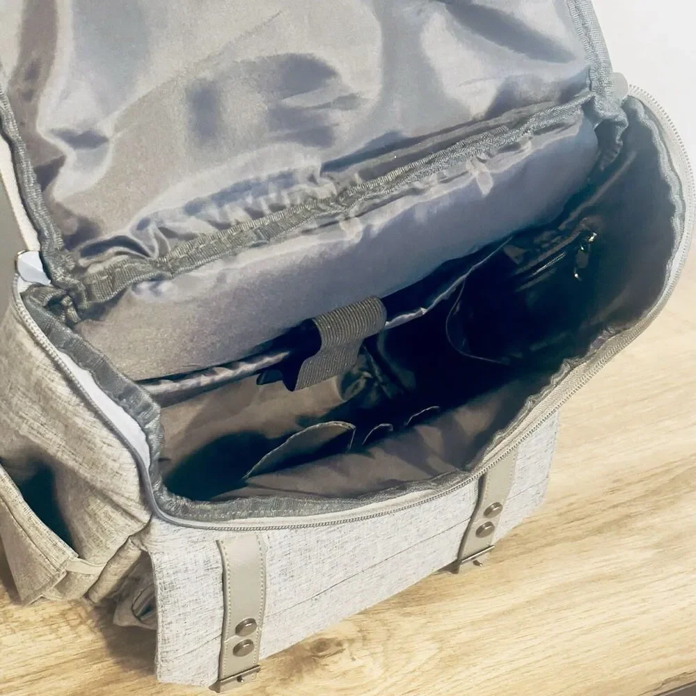 YALUNDISI Vintage Backpack Travel Laptop Backpack with usb Gray Greay NWOT - Picture 9 of 14